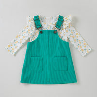 Load image into Gallery viewer, 2 Pieces Set Baby Kid Girls Flower Tops And Solid Color Dresses Wholesale 240409239
