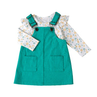 Load image into Gallery viewer, 2 Pieces Set Baby Kid Girls Flower Tops And Solid Color Dresses Wholesale 240409239
