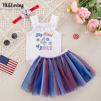 Load image into Gallery viewer, 2 Pieces Set Baby Kid Girls Letters Unicorn Tank Tops And Color-blocking Skirts Wholesale 240409244
