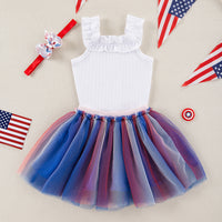 Load image into Gallery viewer, 2 Pieces Set Baby Kid Girls Letters Unicorn Tank Tops And Color-blocking Skirts Wholesale 240409244
