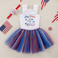 Load image into Gallery viewer, 2 Pieces Set Baby Kid Girls Letters Unicorn Tank Tops And Color-blocking Skirts Wholesale 240409244
