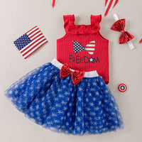 Load image into Gallery viewer, 2 Pieces Set Baby Girls Independence Day Letters Tank Tops And Star Skirts Wholesale 240409246
