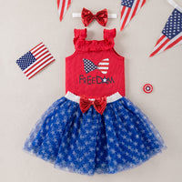 Load image into Gallery viewer, 2 Pieces Set Baby Girls Independence Day Letters Tank Tops And Star Skirts Wholesale 240409246
