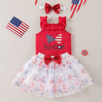 Load image into Gallery viewer, 2 Pieces Set Baby Girls Independence Day Letters Tank Tops And Star Skirts Wholesale 240409246
