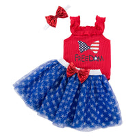 Load image into Gallery viewer, 2 Pieces Set Baby Girls Independence Day Letters Tank Tops And Star Skirts Wholesale 240409246
