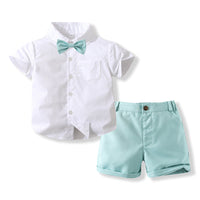 Load image into Gallery viewer, 2 Pieces Set Baby Kid Boys Solid Color Shirts And Shorts Wholesale 240409257
