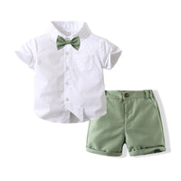 Load image into Gallery viewer, 2 Pieces Set Baby Kid Boys Solid Color Shirts And Shorts Wholesale 240409257
