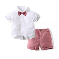 Load image into Gallery viewer, 2 Pieces Set Baby Kid Boys Solid Color Shirts And Shorts Wholesale 240409257
