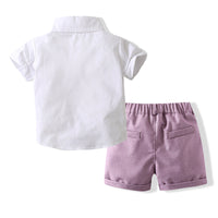 Load image into Gallery viewer, 2 Pieces Set Baby Kid Boys Solid Color Shirts And Shorts Wholesale 240409257
