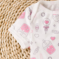 Load image into Gallery viewer, 2 Pieces Set Baby Girls Cartoon Print Rompers And Solid Color Skirts Wholesale 240409264
