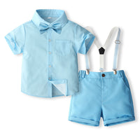 Load image into Gallery viewer, 2 Pieces Set Baby Kid Boys Solid Color Shirts And Shorts Wholesale 240409266
