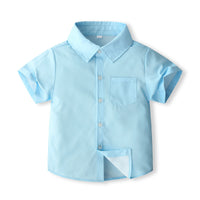 Load image into Gallery viewer, 2 Pieces Set Baby Kid Boys Solid Color Shirts And Shorts Wholesale 240409266
