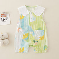 Load image into Gallery viewer, Baby Girls Color-blocking Flower Rompers Wholesale 240409268
