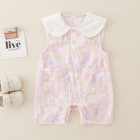 Load image into Gallery viewer, Baby Girls Color-blocking Flower Rompers Wholesale 240409268
