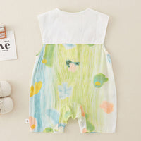 Load image into Gallery viewer, Baby Girls Color-blocking Flower Rompers Wholesale 240409268
