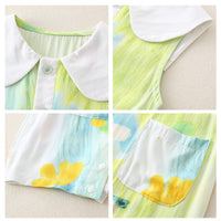Load image into Gallery viewer, Baby Girls Color-blocking Flower Rompers Wholesale 240409268
