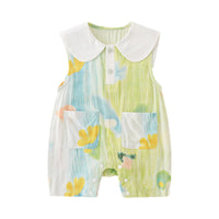 Load image into Gallery viewer, Baby Girls Color-blocking Flower Rompers Wholesale 240409268
