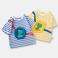 Load image into Gallery viewer, Baby Kid Boys Striped Dinosaur Tops Wholesale 240409273
