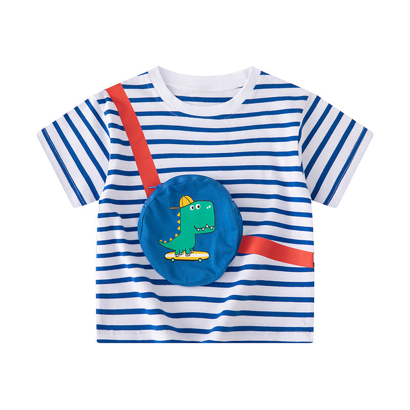 Baby Kid Boys Striped Dinosaur Tops Wholesale 240409273