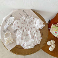 Load image into Gallery viewer, Baby Girls Solid Color Flower Rompers Wholesale 240409275
