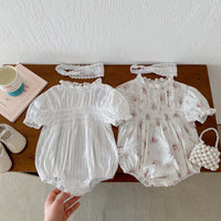 Load image into Gallery viewer, Baby Girls Solid Color Flower Rompers Wholesale 240409275
