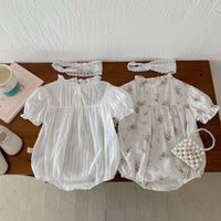 Load image into Gallery viewer, Baby Girls Solid Color Flower Rompers Wholesale 240409275
