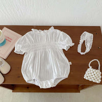 Load image into Gallery viewer, Baby Girls Solid Color Flower Rompers Wholesale 240409275
