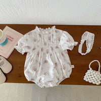 Load image into Gallery viewer, Baby Girls Solid Color Flower Rompers Wholesale 240409275
