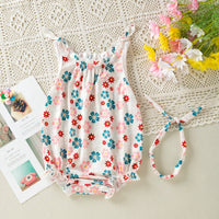 Load image into Gallery viewer, Baby Girls Flower Print Rompers Wholesale 240409287
