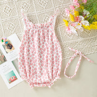 Load image into Gallery viewer, Baby Girls Flower Print Rompers Wholesale 240409287
