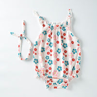 Load image into Gallery viewer, Baby Girls Flower Print Rompers Wholesale 240409287
