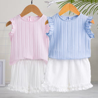 Load image into Gallery viewer, 2 Pieces Set Baby Kid Girls Solid Color Tops And Pants Wholesale 24040929
