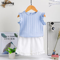 Load image into Gallery viewer, 2 Pieces Set Baby Kid Girls Solid Color Tops And Pants Wholesale 24040929
