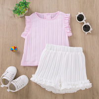 Load image into Gallery viewer, 2 Pieces Set Baby Kid Girls Solid Color Tops And Pants Wholesale 24040929
