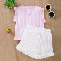 Load image into Gallery viewer, 2 Pieces Set Baby Kid Girls Solid Color Tops And Pants Wholesale 24040929
