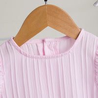 Load image into Gallery viewer, 2 Pieces Set Baby Kid Girls Solid Color Tops And Pants Wholesale 24040929
