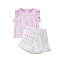 Load image into Gallery viewer, 2 Pieces Set Baby Kid Girls Solid Color Tops And Pants Wholesale 24040929
