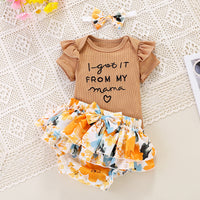 Load image into Gallery viewer, 2 Pieces Set Baby Girls Letters Print Rompers And Flower Shorts Wholesale 24040930
