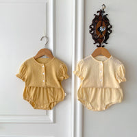 Load image into Gallery viewer, 2 Pieces Set Baby Girls Solid Color Tops And Shorts Wholesale 24040936
