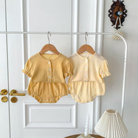 Load image into Gallery viewer, 2 Pieces Set Baby Girls Solid Color Tops And Shorts Wholesale 24040936
