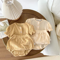 Load image into Gallery viewer, 2 Pieces Set Baby Girls Solid Color Tops And Shorts Wholesale 24040936
