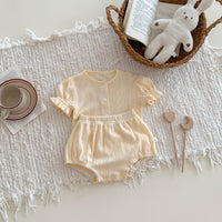 Load image into Gallery viewer, 2 Pieces Set Baby Girls Solid Color Tops And Shorts Wholesale 24040936
