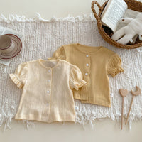 Load image into Gallery viewer, 2 Pieces Set Baby Girls Solid Color Tops And Shorts Wholesale 24040936
