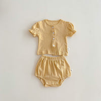 Load image into Gallery viewer, 2 Pieces Set Baby Girls Solid Color Tops And Shorts Wholesale 24040936

