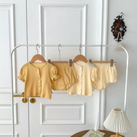 Load image into Gallery viewer, 2 Pieces Set Baby Girls Solid Color Tops And Shorts Wholesale 24040936
