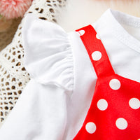 Load image into Gallery viewer, 2 Pieces Set Baby Kid Girls Solid Color Tops And Polka dots Dresses Wholesale 24040941
