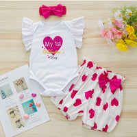 Load image into Gallery viewer, 2 Pieces Set Baby Girls Valentine&#39;s Day Letters Tops And Love heart Shorts Wholesale 24040952
