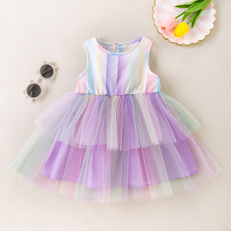 Baby Kid Girls Color-blocking Dresses Wholesale 24040963