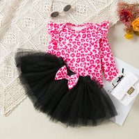 Load image into Gallery viewer, 2 Pieces Set Baby Girls Leopard Rompers And Solid Color Skirts Wholesale 24040955
