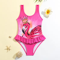 Load image into Gallery viewer, Baby Kid Girls Flamingo Cartoon Print Beach Swimwears Wholesale 24040960
